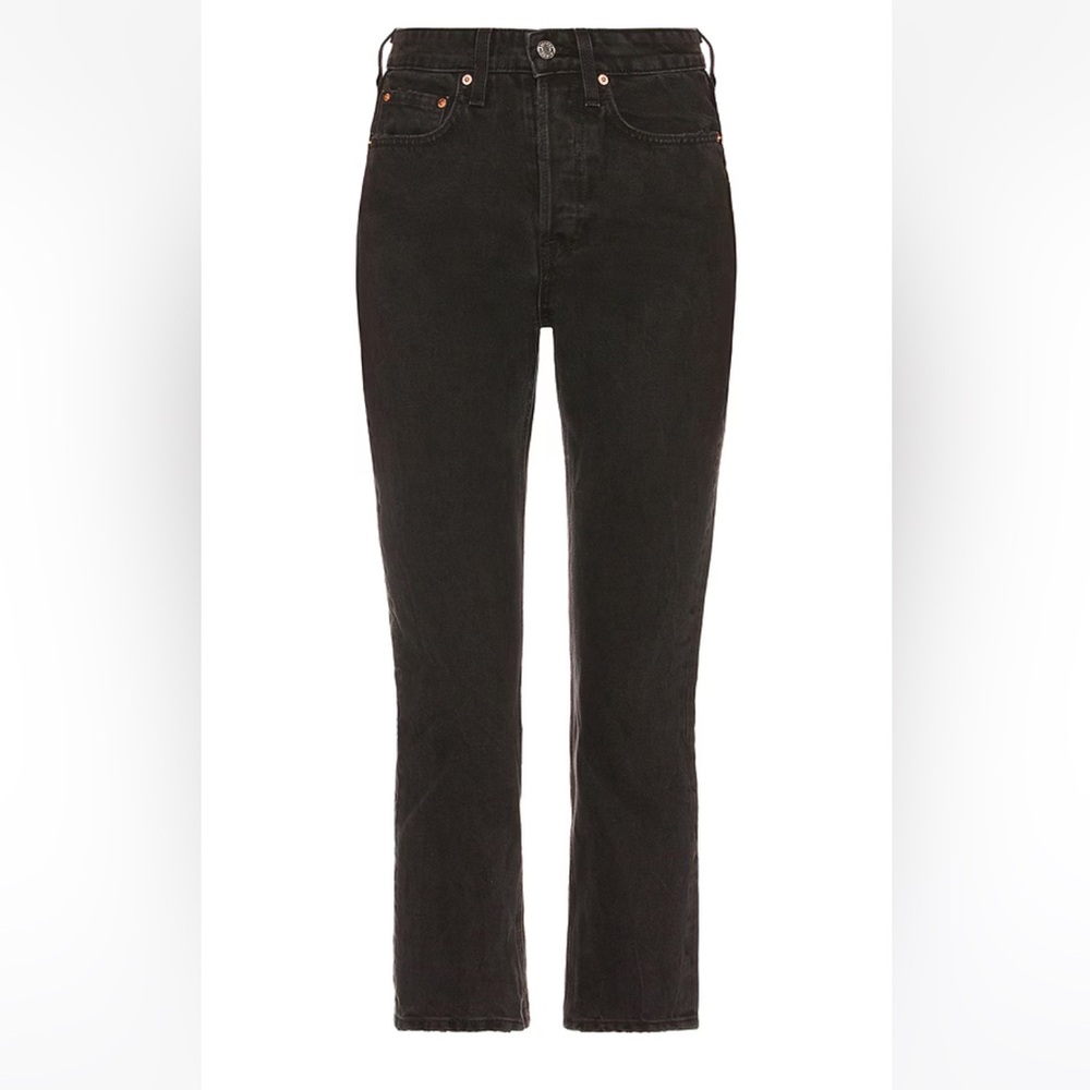 GRLFRND Women's Black Karolina Cropped High-rise Straight-leg Jeans Size 23 - Picture 15 of 15